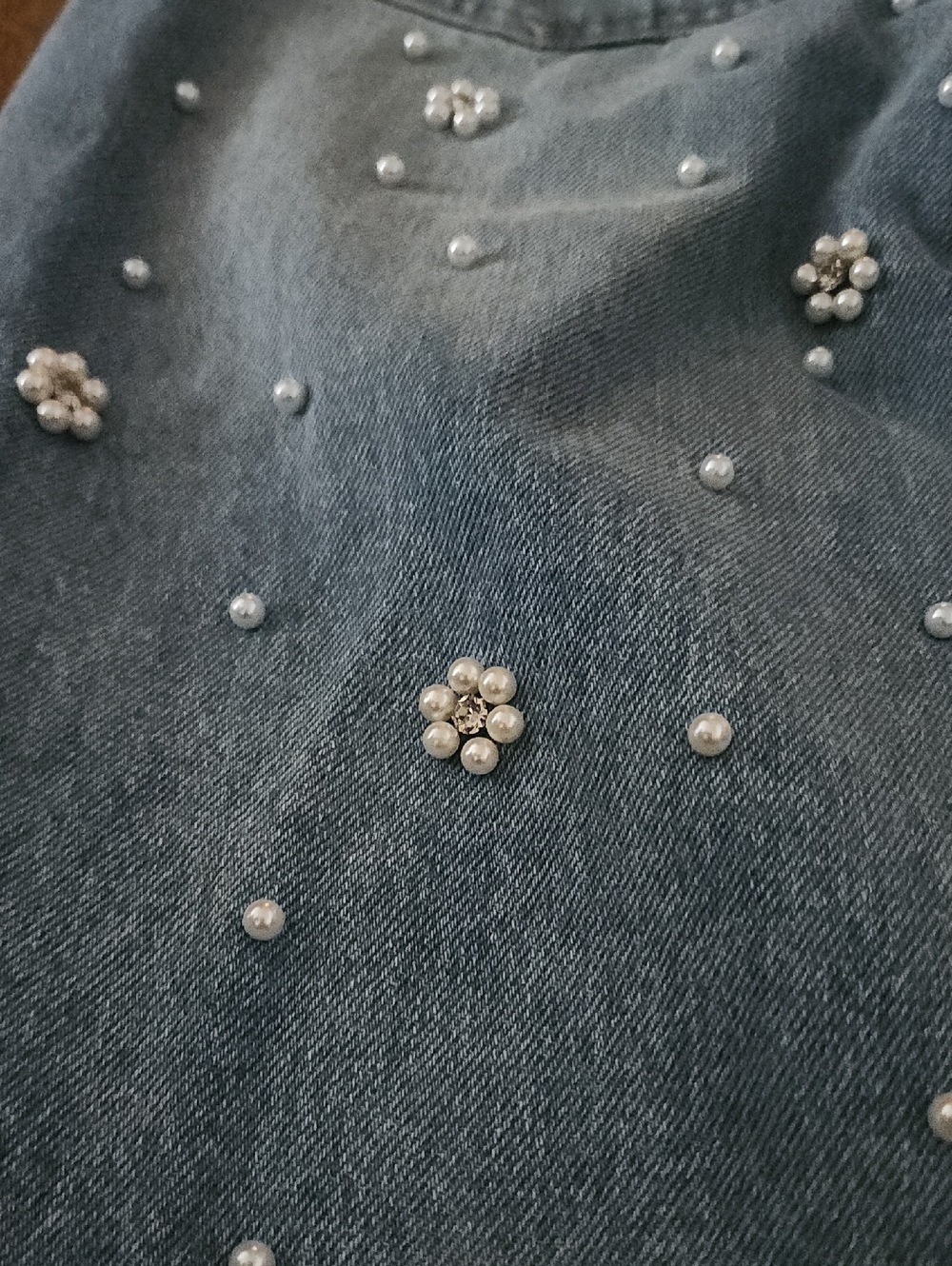 Fianna Barrel Leg Pearl Rhinestone Jeweled Studded Embellished Denim Jeans 27 - Picture 6 of 8